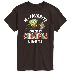 Men's - SpongeBob SquarePants - My Favorite Color Is Christmas Lights Spongebob and Gary Short Sleeve Graphic T-Shirt - 1 of 4