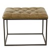 Small Decorative Ottoman Faux Leather Brown - HomePop: Metal Frame, Tufted, 250lb Capacity - image 3 of 4