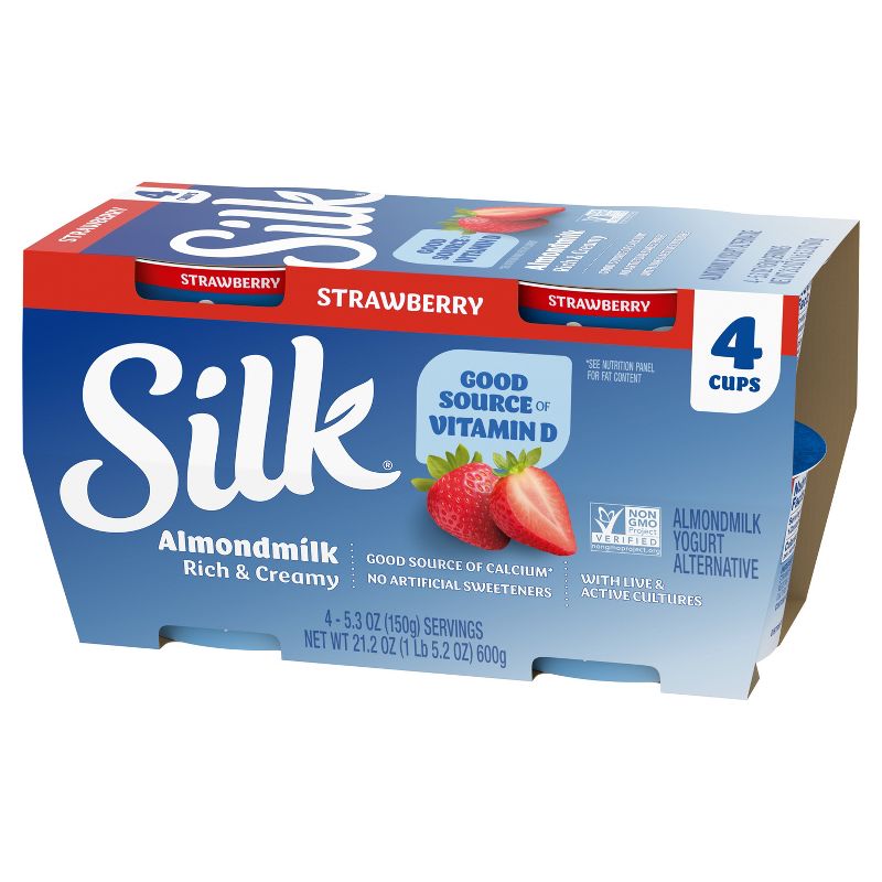 Silk Strawberry Almondmilk Yogurt Alternative - 4ct/5.3oz Cups, 5 of 7