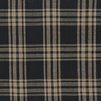 Black and Tan Cotton Plaid Reversible Rag Rug 24" x 42"