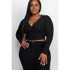 Slickblue Plus Size Ribbed Wrap Front Long Sleeve Top, Stretch Fit, Casual Style, Multiple Color Options, Size 1XL-3XL - 2 of 4