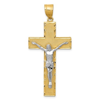 Black Bow Jewelry 14k Two Tone Gold Diamond-cut Crucifix Cross Pendant