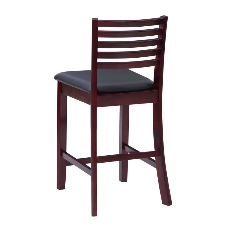 24&#34; Torino Ladder Back Faux Leather Counter Height Barstool Upholstered Seat - Espresso Wood - Linon, 6 of 16
