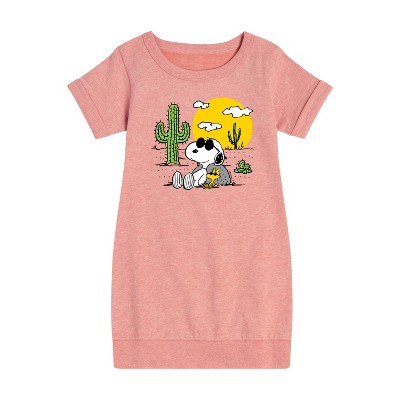 - Peanuts - Snoopy & Woodstock Graphic Short Sleeve Fleece Dress