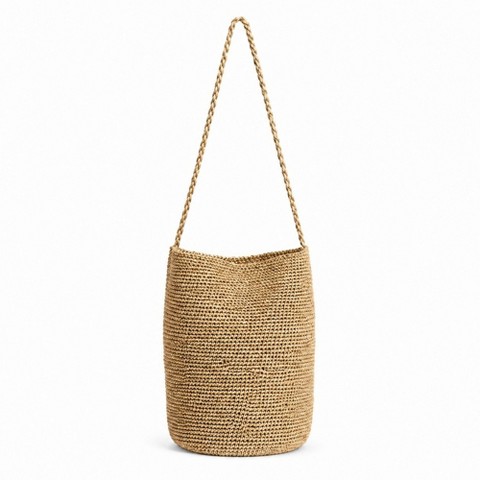 Alilang Women's Shimmery Woven Bucket Shoulder Bag Blue Small Crossbody Purse with Braided Strap for Daily Essentials - Red