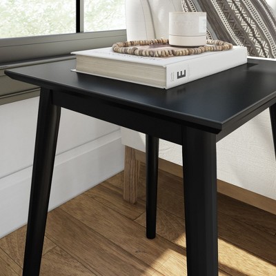 Black Pine Wood Mid Century Modern Square Side Table