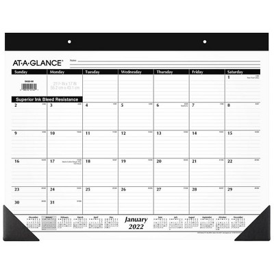 AT-A-GLANCE 2022 17" x 21.75" Monthly Calendar White/Black SK22-00-22