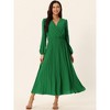 Seta T Women's Long Lantern Sleeve Wrap V Neck Flowy Ruffle Pleated Maxi Dresses - 2 of 4