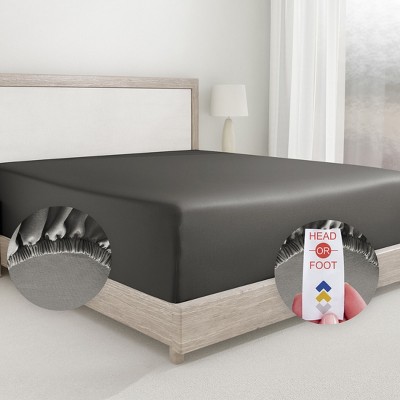 Dark Gray Twin Cotton Sateen Deep Pocket Sheet Set