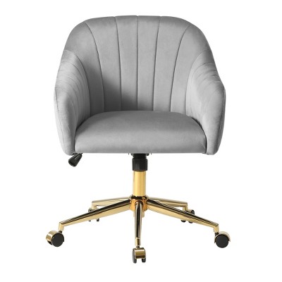 WestinTrends Phoebe Upholstered Velvet Swivel Vanity Office Chair With Wheels