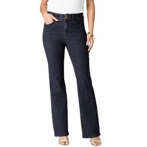Roaman's Women's Plus Size High-Rise Tummy Control Bootcut Jeans - 1 of 4