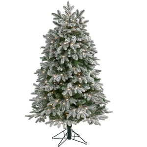 Nearly Natural 5-ft Flocked Colorado Mountain Fir Artificial Christmas Tree with 300 Warm White Microdot (Multifunction) - 1 of 4
