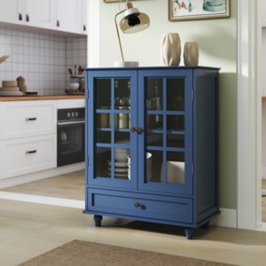 Syemin Decorative Storage Cabinets Minimalist Buffet Cabinet, Modern Wooden Storage Sideboard Cupboard, Accent Storage Cabinet, Blue, 28"*15"*36.2" - 1 of 4