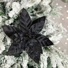 Northlight Glittered Poinsettia Christmas Floral Pick Clip-On Ornament - 10" - Black - 2 of 4
