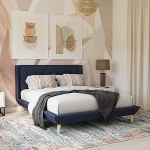 GDFStudio Harriman Modern Wood and Linen Tufted Upholstered Bed - 1 of 4