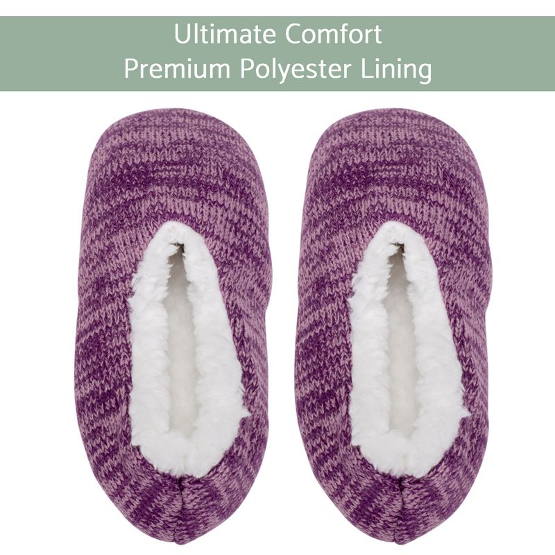 Elanze Designs Simple Knit Womens Plush Lined Cozy Non Slip Indoor Soft Slipper - Purple, Large, 2 of 7