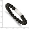 Chisel Stainless Steel Brushed ID Plate 8mm Black Agate Beaded Stretch Bracelet - 4 of 4