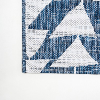 Ivory/Blue Moroccan-Inspired Geometric Synthetic Area Rug