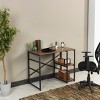 GlasFlength Desks Metal Frame 2 Shelves Computer Desk Gaming Desk Home Office Desk Simple Design for Small Spaces, Brown, 25"*47"*28" - 4 of 4