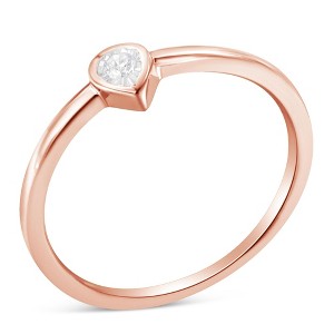 14K Rose Gold Plated Silver 1/20 Cttw Diamond Teardrop Pear-Shaped Ring - 1 of 4