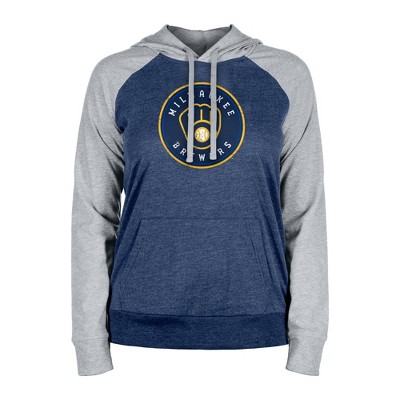 MLB Milwaukee Brewers Women's Lightweight Bi-Blend Hooded Sweatshirt