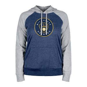 MLB Milwaukee Brewers Women's Lightweight Bi-Blend Hooded Sweatshirt - 1 of 4