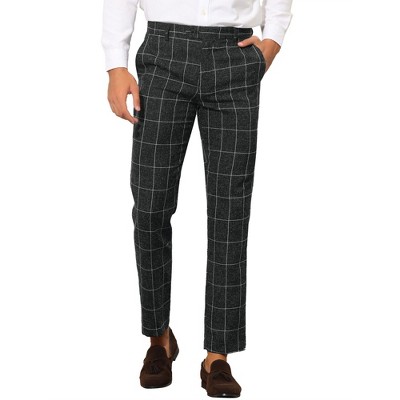 Lars Amadeus Men's Plaid Slim Fit Business Office Suit Trousers Dress Pants