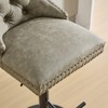 HDZNVF Set of 2 Retro PU Swivel Barstools Adjusatble Seat Height from 26-33 Inch, Olive Green - 4 of 4
