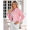 Coolmee Women's Jean Jacket Cropped Shacket Jacket Fashion Button Down Shirt Coat Tops - 2 of 4