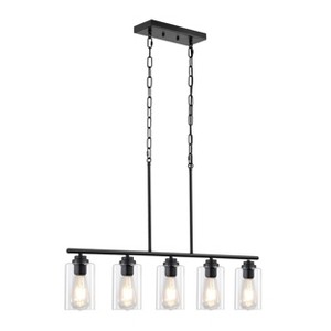 BAOURE 5-Light Black Kitchen Island Pendant Lights 60W Adjustable Dining Room - 1 of 4