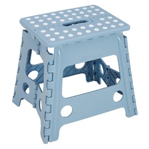 VECELO Folding Step Stool 11/13 in. Non-Slip Surface Portable Foldable 1 Step Stool with Carry Handle, Heavy Duty Stool Blue/Black/Pink/Khaki - 1 of 4