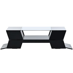 Lirago 44.8" Black Coffee Table with 6mm Tempered Glass Top 2 Tier Geometric Design Open Shelves Cabinets for Living Room Modern Center Table - 1 of 4