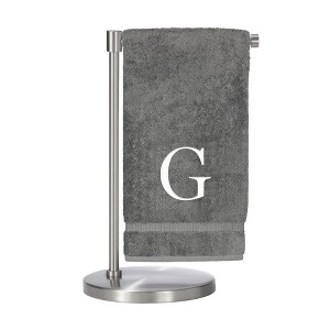 BC BARE COTTON Monogrammed Bath Towel, Personalized Gift, Set of 2 - Gray - Silver Block - 1 of 1