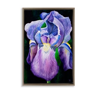 Stupell Industries Purple Iris Petals Floating Frame Canvas Art, Brown, 21" x 31" - 1 of 4
