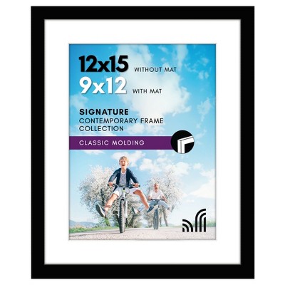 Americanflat 12x15 Picture Frame - Use as 9x12 Frame with Mat or Display 12x15 Photo Without Mat -- Picture Frames for Wall Display - Black