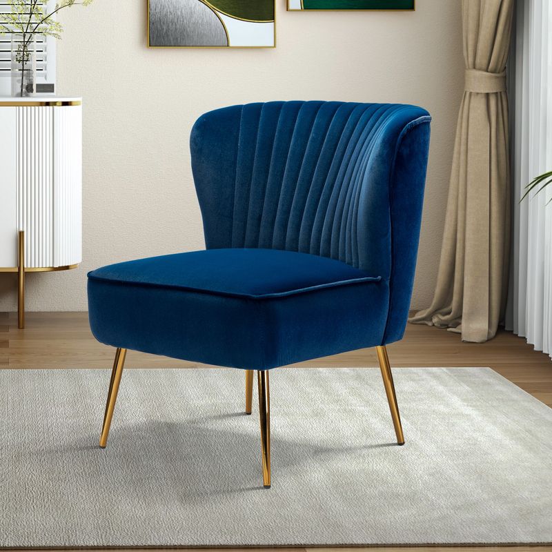 Quentin Velvet Accent Side Chair with Golden Metal Base | Karat Home, 3 of 17