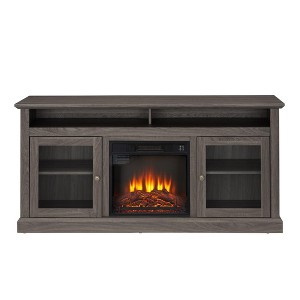 NAYSAYE Indoor Fireplace TV Stand Console with Realistic Flame and Spacious Storage for Living Room, Black, 60"*15.75"*29" - 1 of 4