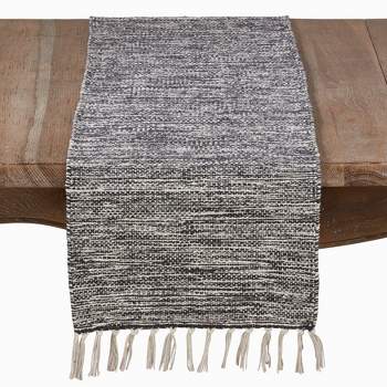 Saro Lifestyle Cotton Runner With Tassels And Rug Design, 14"x72", Black