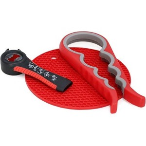 HealthSmart 3-Piece Jar Opener Set, Non-Slip Silicone, 4-in-1 & 5-in-1 Bottle Opener, FSA/HSA Eligible - 1 of 4