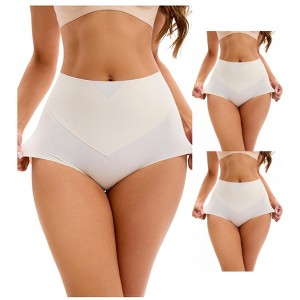 INSPIRE CHIC 3 Packs Women's High Waist Tummy Control Underwear Full Coverage Briefs Flatten Ladies Panties - 1 of 4