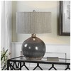 Uttermost Traditional Accent Table Lamp 24" High Charcoal Gray Ceramic Woven Rattan Hardback Drum Shade for Bedroom Living Room - 2 of 2