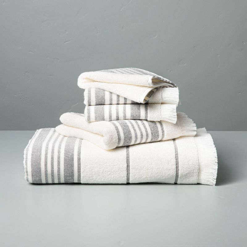 Multistripe Bath Towels Cream/Gray - Hearth & Hand™ with Magnolia, 4 of 12