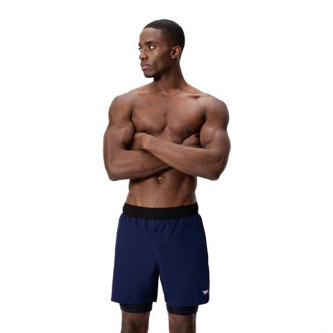 Мужские брюки Speedo Men's 5.5" Performance Volley Compression Liner Swim Trunks - Navy Blue L