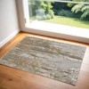 Ivory Gray and Brown Abstract Power Loom Area Rug - 2 of 4