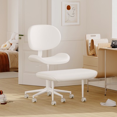 Pinmoco Ergonomic Cross-Legged Swivel Chair, Adjustable PU Leather Meditation Chair