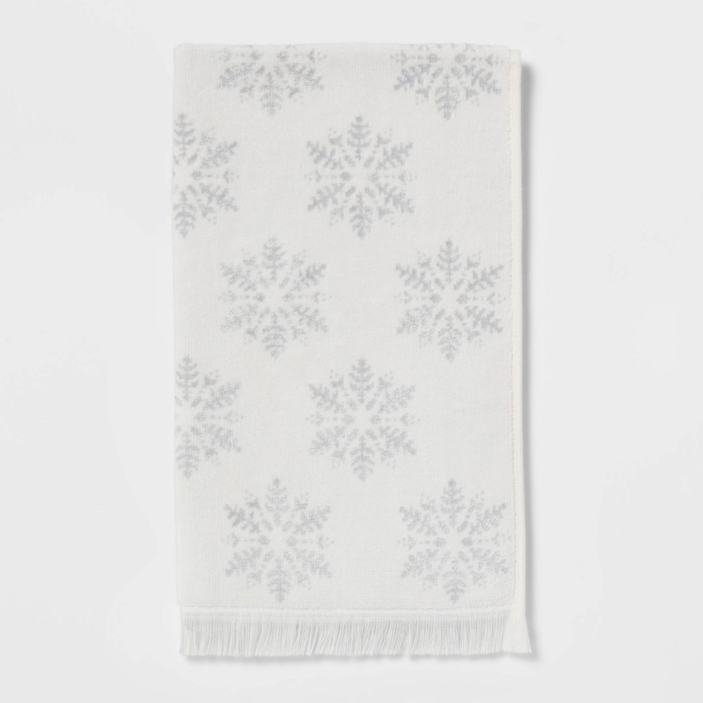 Snowflake Christmas Hand Towel White - Threshold