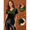 Allegra K Women's Baisc V Neck Velvet Short Sleeve T-Shirt - 2 of 4