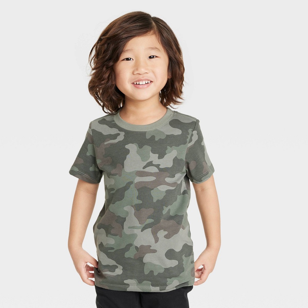 Toddler Boys' Short Sleeve Camouflage Jersey Knit T-Shirt - Cat & Jack Green 12M 