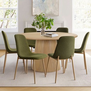Armless Dining Chair Set Of 6 With Oak Metal Legs,Linen Dining Chair for Dining Room,Kitchen Chair,Farmhouse Funiture-Tanpinhause - 1 of 4