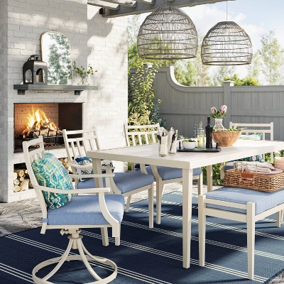 Fairmont White Patio Dining Set With, White Outdoor Dining Set